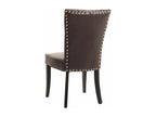 Set of 2 Lysvia dining chairs with rivets - dark brown faux leather, dark legs NPBU52166