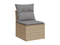 7-piece garden furniture set with cushions, beige woven resin MYXQ42897
