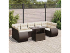 8-piece garden furniture set with brown resin wicker cushions OOPT56997