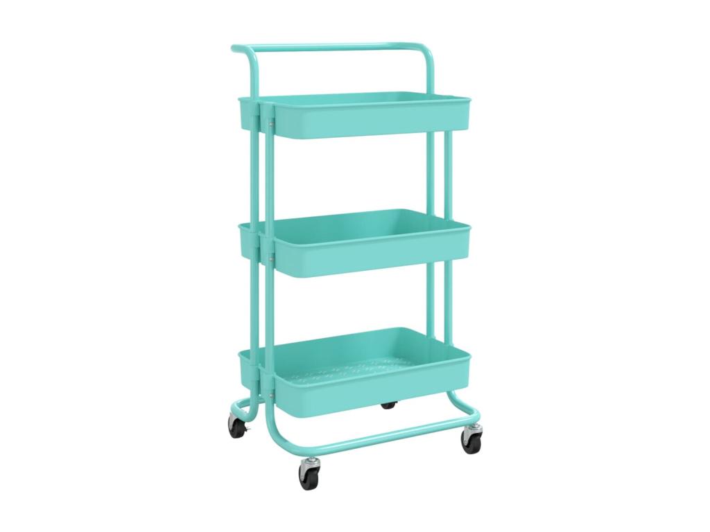 3-Tier Kitchen Trolley, Turquoise, 42x25x83.5cm, Iron and ABS, ACFB69314