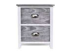 Lysvia 2-Drawer Bedside Table in White and Grey Paulownia Wood - Set of 2 GMQD02039