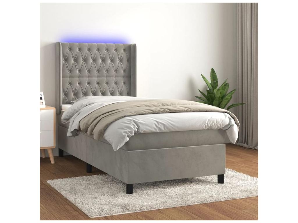 Zensova bed mattress LED Light Grey 90x190 Velvet IAID34112
