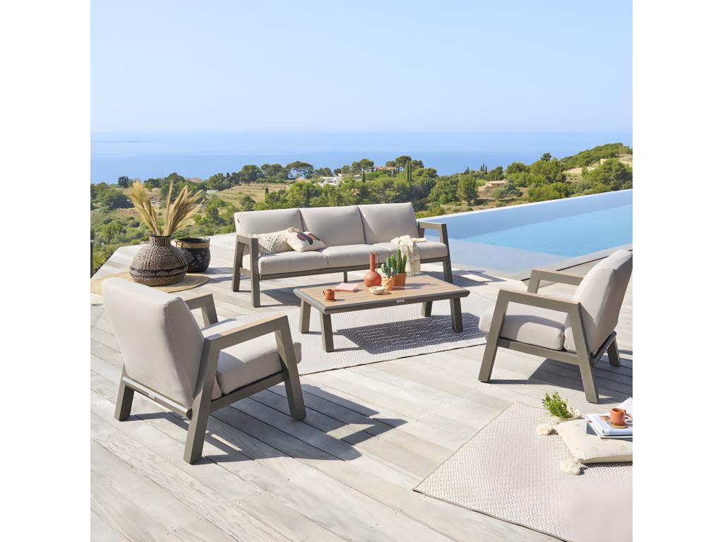 Zensova 5-seater garden furniture set in beige and praline, Zensova ICJO67400