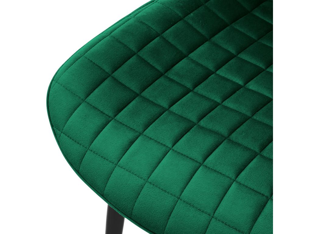 Set of 6 upholstered dining/kitchen chairs in dark green velvet QSDQ84791