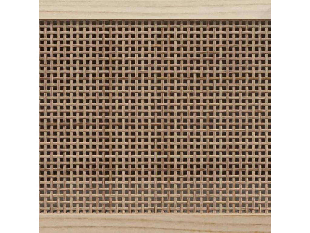 Black TV stand 80x30x40 cm Solid pine wood and natural rattan JRYK51073
