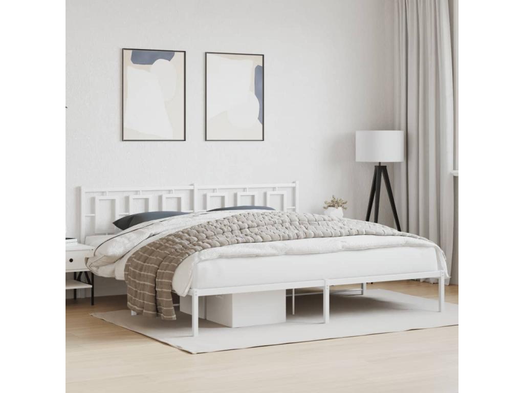 Metal bed frame with white headboard 193x203 ZJWQ46181