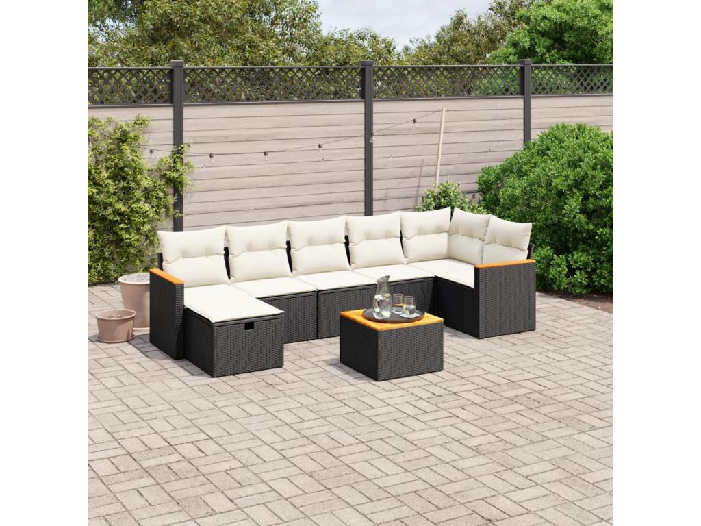 8-piece garden furniture set with cushions, Zensova woven resin ZFCA03867