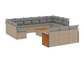 14-piece beige resin wicker garden furniture set with cushions SGNS51801