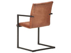 4-Piece Cantilever Dining Chairs, Brown Genuine Leather, GIKE28360