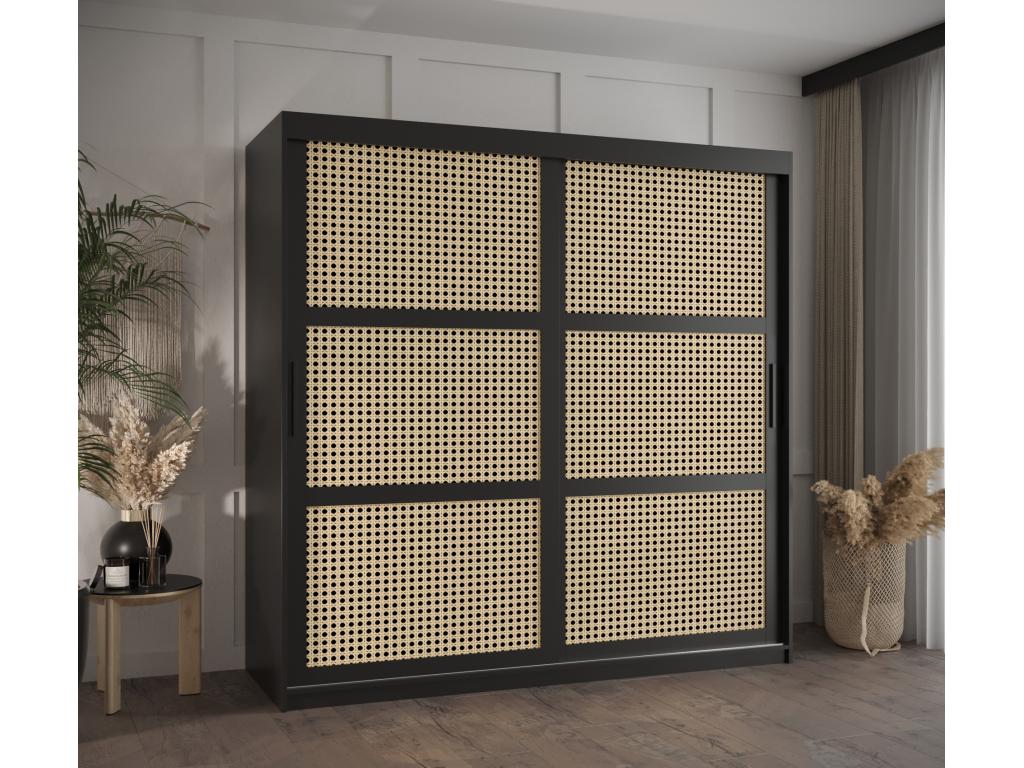 Zensova Wardrobe with Sliding Doors 200/180/62 2 Doors Black WGDH14753