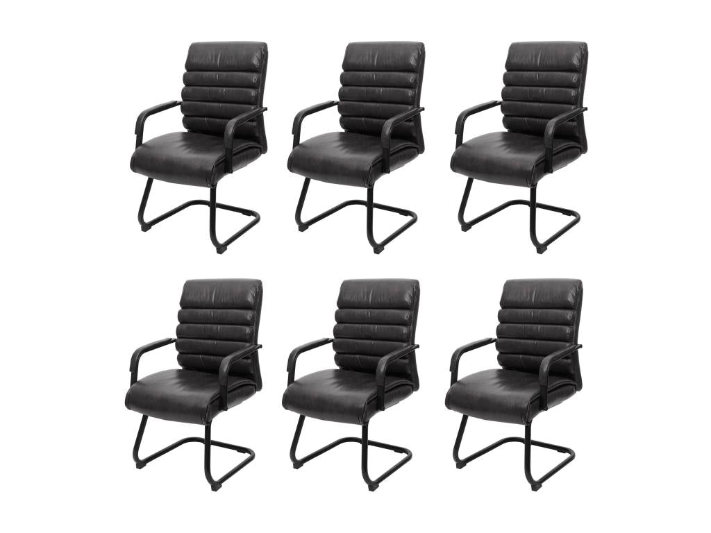 Elariva-H31 Conference Chair Set of 6 Black Faux Leather FUDT46069