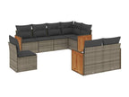 8-piece garden furniture set with grey resin wicker cushions UJLS00306