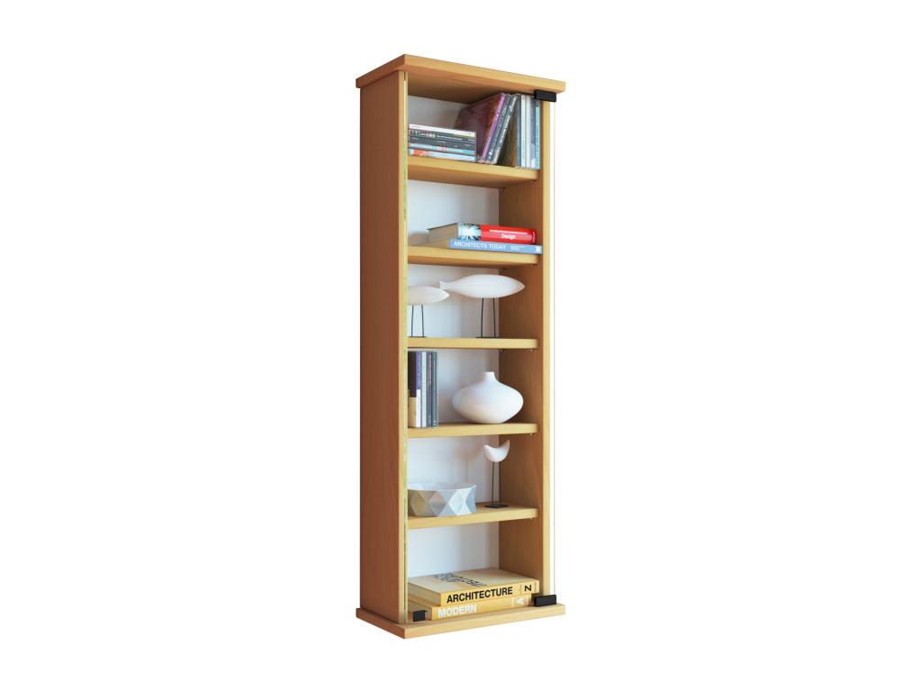 Elariva wooden CD/DVD wall shelf, hanging shelf, wall cabinet, display case, Loposa glass door, beech, RFLC60544