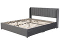 180x200cm bed with 2 drawers - upholstered in velvet - modern style - Grey HAMJ02321