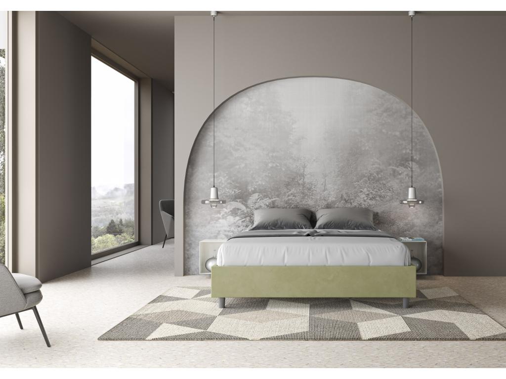 Upholstered storage bed 160x200 green microfiber Zensova ZPNW13246