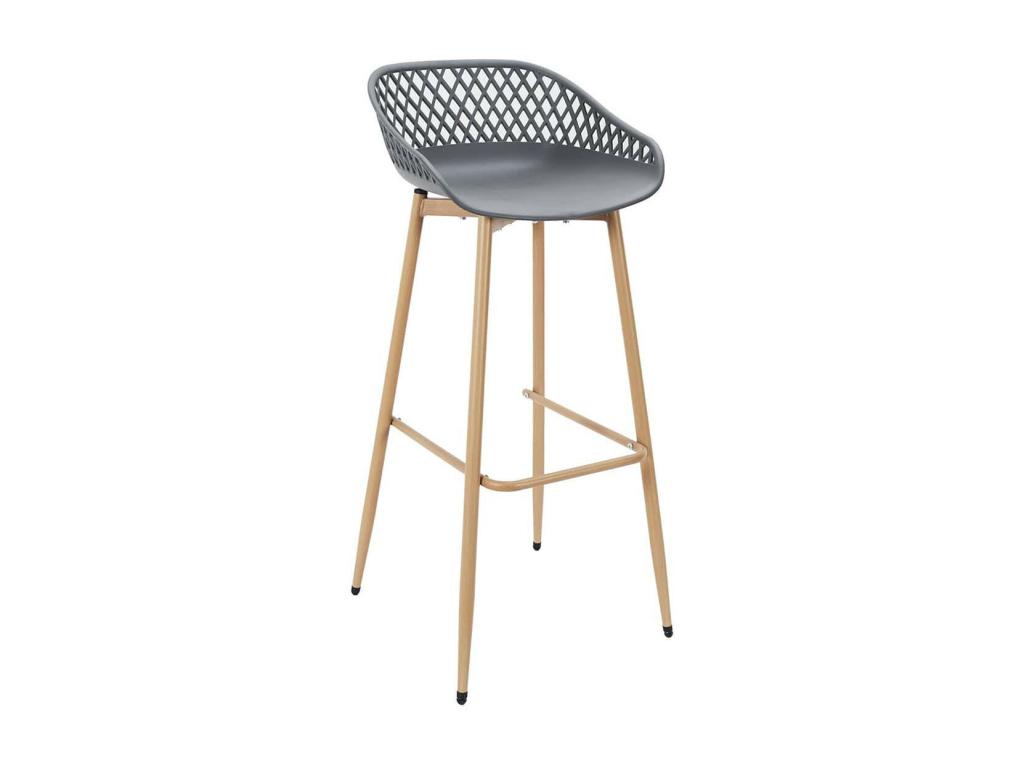 Elariva - Set of 4 Grey Stools with Varnished Wood Effect Legs TFYC03161