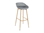 Elariva - Set of 4 Grey Stools with Varnished Wood Effect Legs TFYC03161