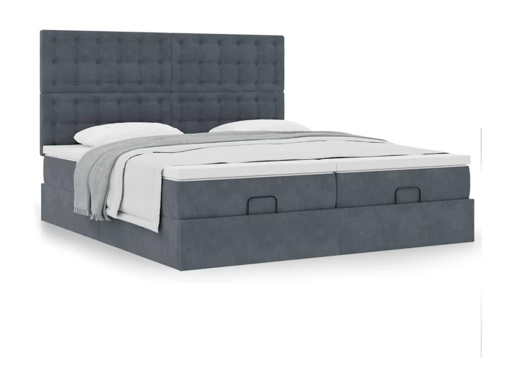Bed frame with dark grey 180x200cm velvet mattress MYHD36848