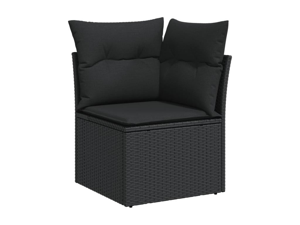 10-piece garden furniture set with cushions, black woven resin GFTJ11620