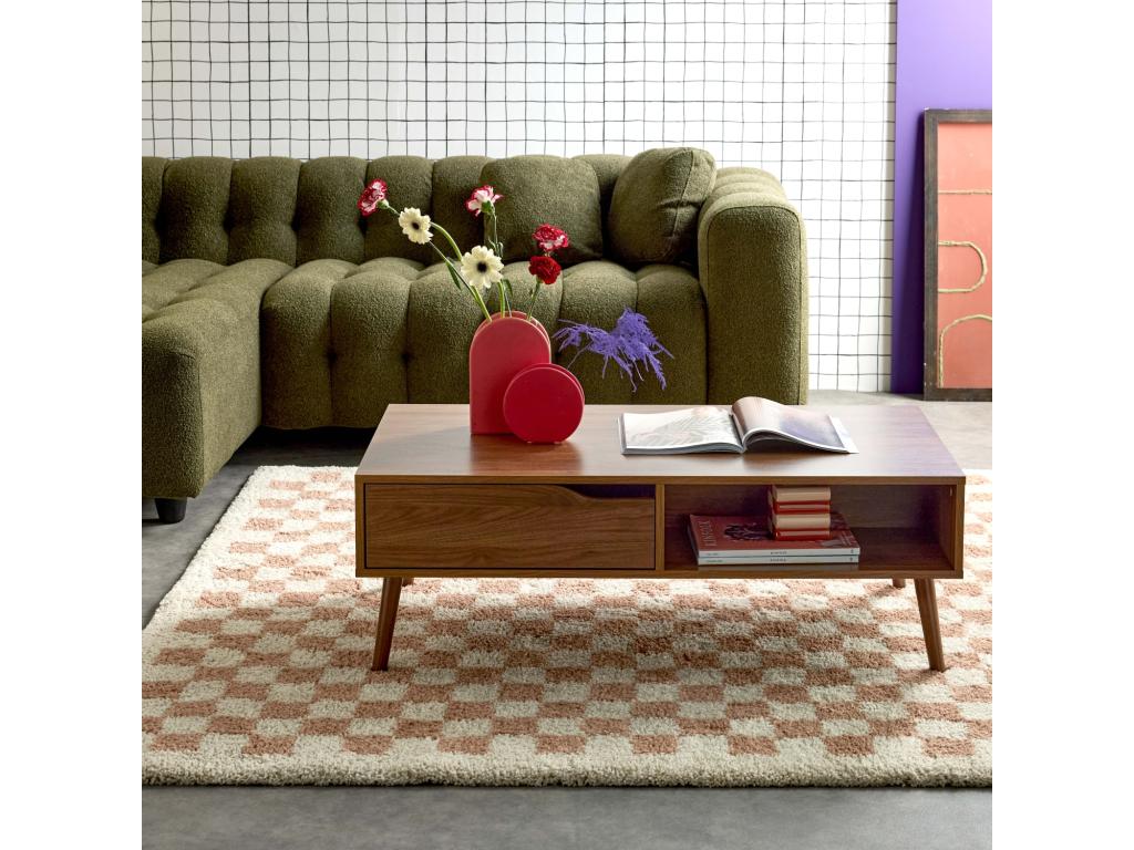 Vintage coffee table with walnut wood finish JFEU42451