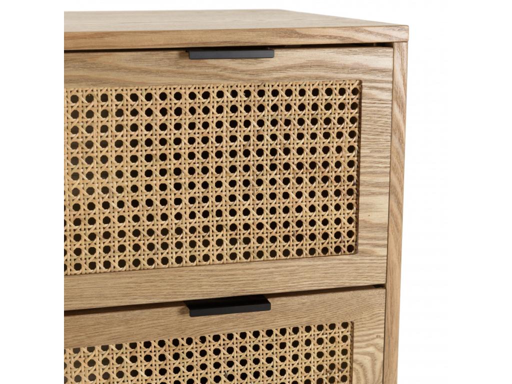 Elariva - 3-drawer chest with natural cane detailing and black metal legs ZTLY16390