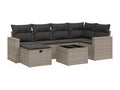 Garden furniture set with cushions, 7 pieces, grey woven resin KUQC25127
