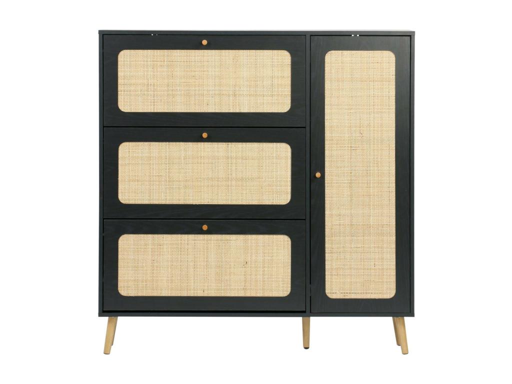 Zensova cane shoe cabinet - 3 drawers - 1 door - 21 pairs - 120x24x125 cm JOKS36190