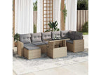 8-piece garden furniture set with cushions, beige woven resin LZEJ58729