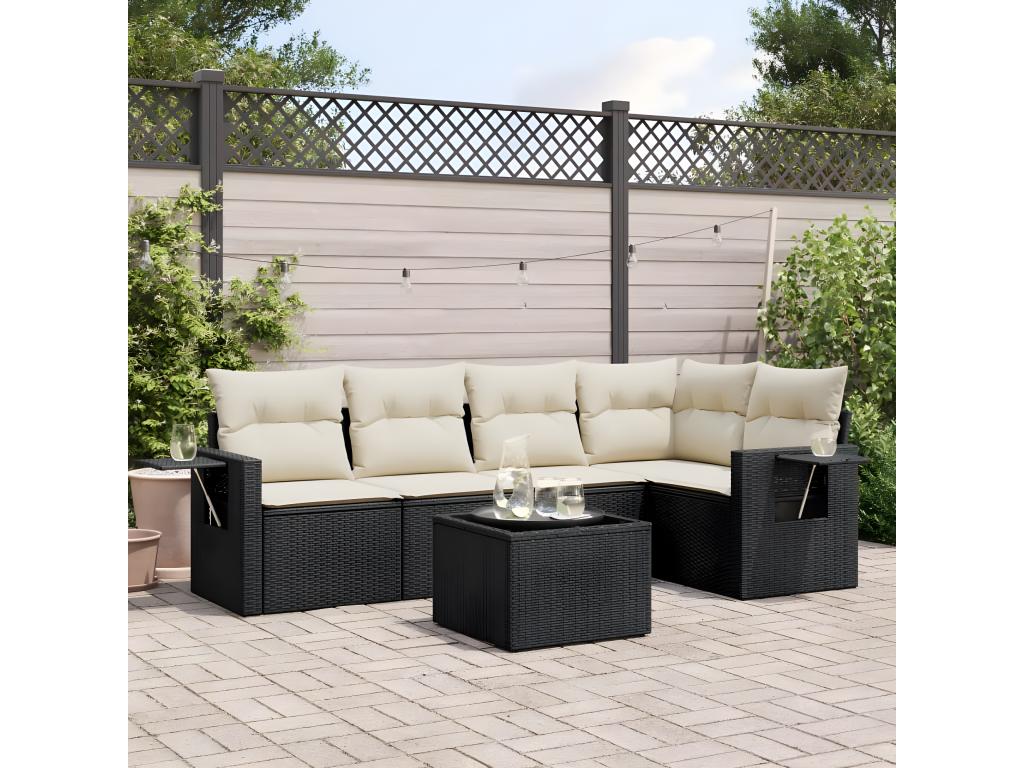 6-piece garden furniture set with cushions, Zensova woven resin MWFP43828