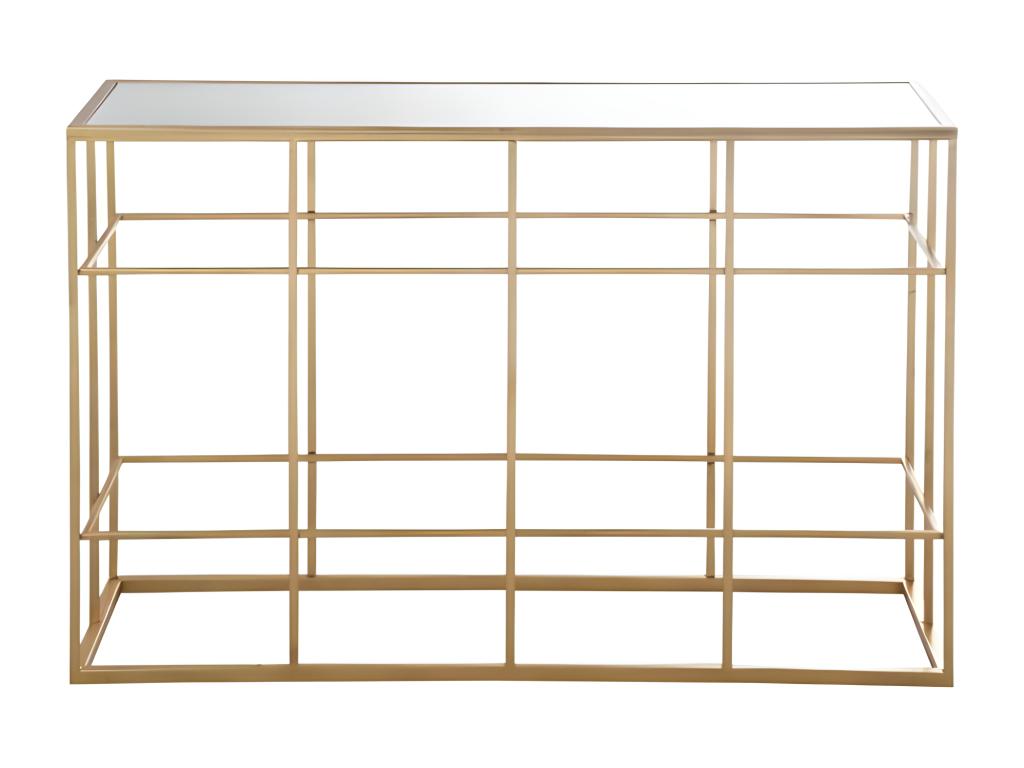 Zensova L 120cm console table in gilded metal and tempered glass, ETFO12993
