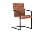 4-Piece Cantilever Dining Chairs, Brown Genuine Leather, GIKE28360