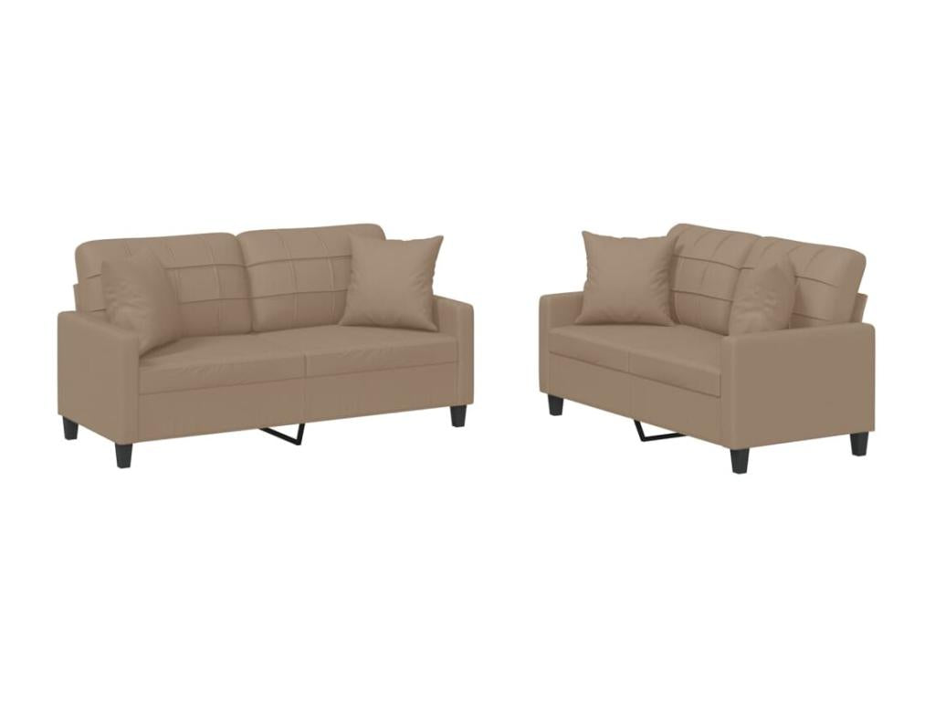 2-piece sofa set with cappuccino faux leather cushions GLQN93251