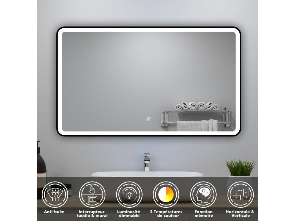 120cm double vanity unit with illuminated mirror column, 3 dimmable colours, Elariva oak XPLP36579
