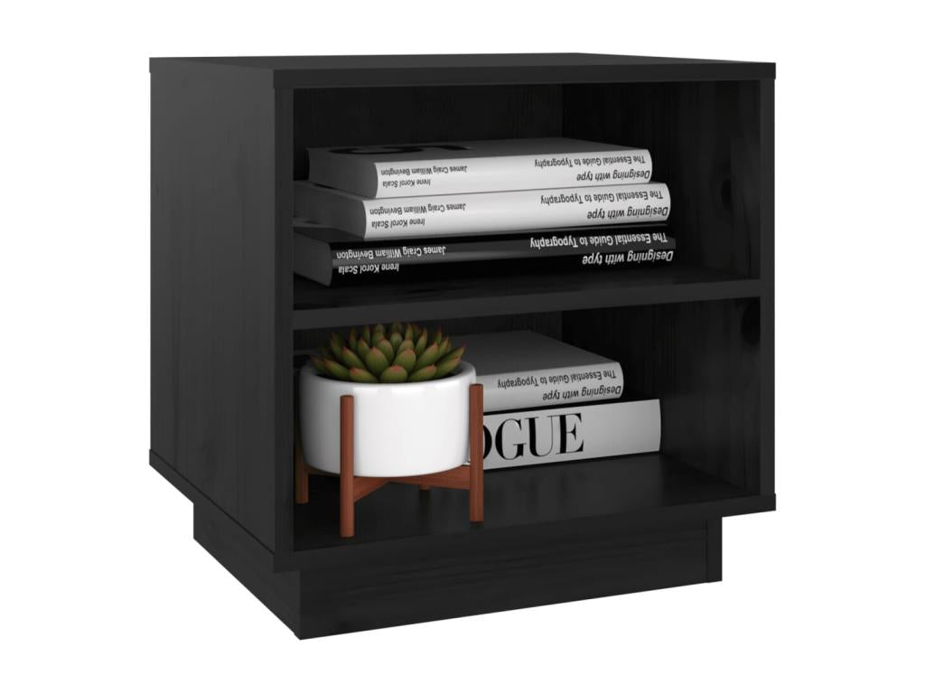 2-piece bedside tables, black, 40x34x40 cm, solid pine wood, AEXQ06810