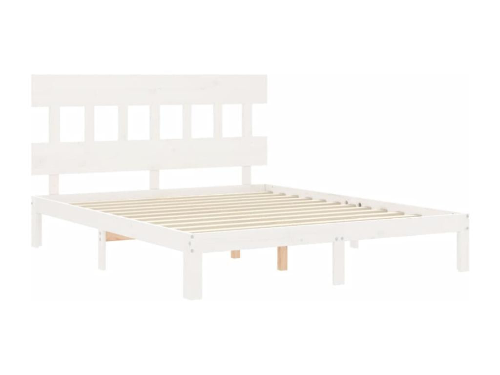 Bed frame with white headboard, 160x200 cm, solid wood, DPDE35531