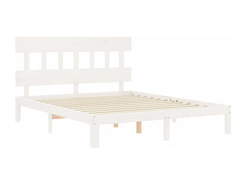 Bed frame with white headboard, 160x200 cm, solid wood, DPDE35531
