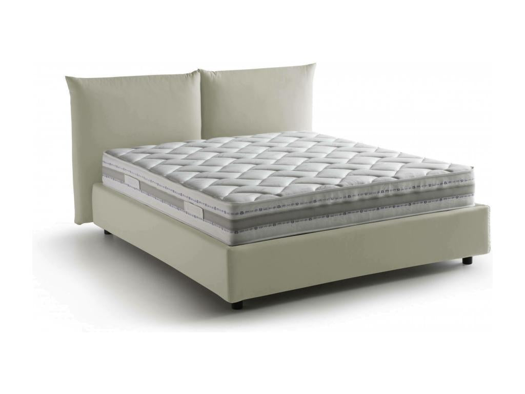 Double bed with storage bed, fabric upholstery, Made in Italy, Front opening, with 160x190 cm mattress included, Beige LCDH89343