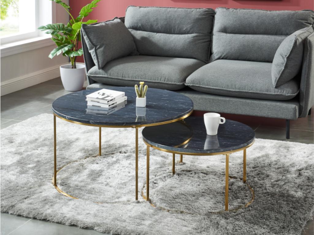 Zensova Nesting Coffee Tables - Zensova Marble and Gold-Plated Metal PWNY20681