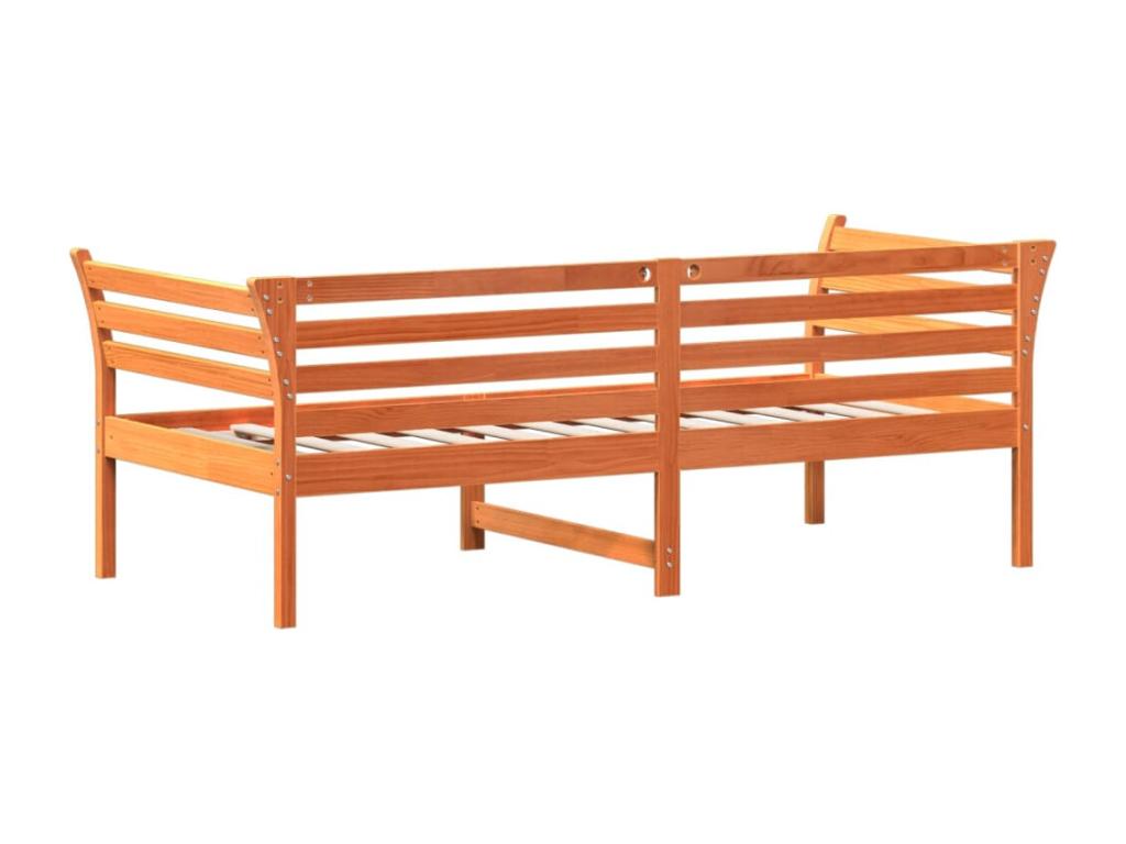 Daybed, brown wax finish, 75x190 cm, solid pine wood, QGAU92095