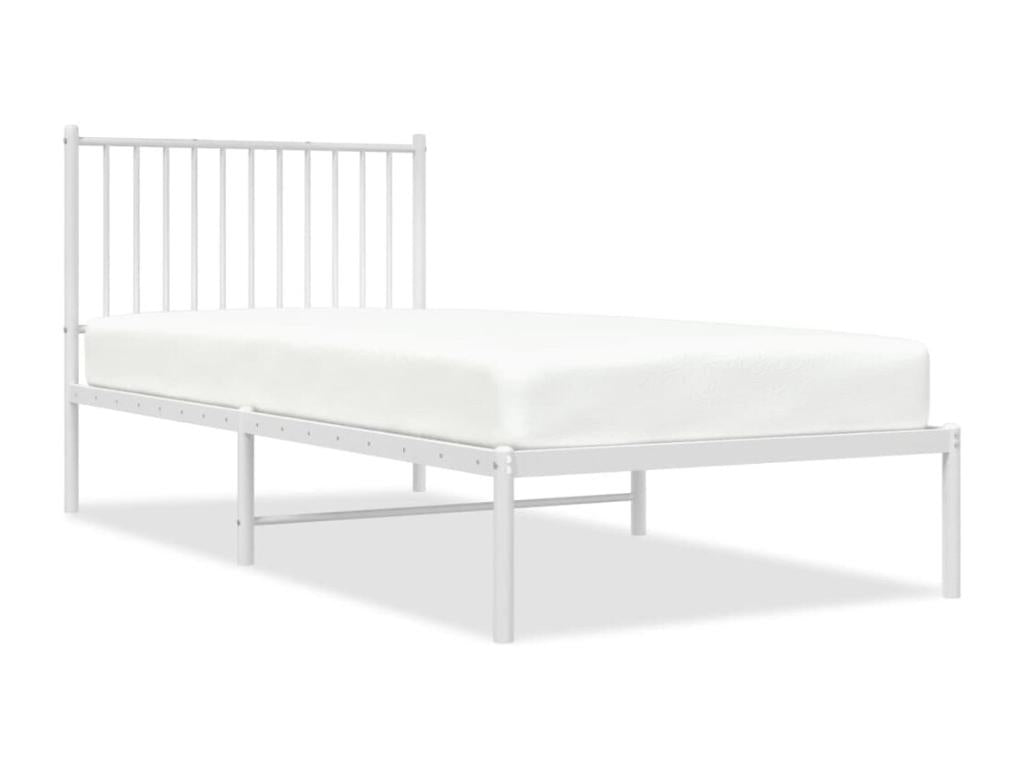 Metal bed frame with white headboard 90x200 NZUP15748