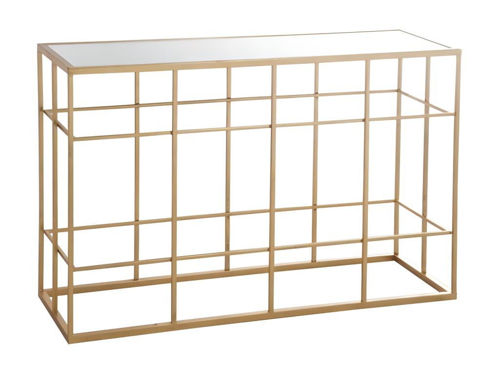 Zensova L 120cm console table in gilded metal and tempered glass, ETFO12993