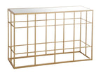 Zensova L 120cm console table in gilded metal and tempered glass, ETFO12993