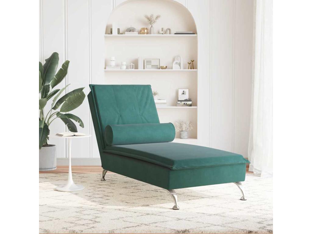 Zensova Premium - Massage lounge chair with dark green velvet bolster OAMU11159