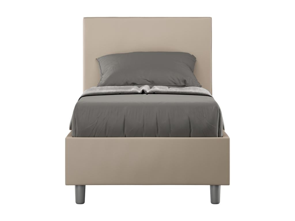 Upholstered bed in dove grey faux leather, Zensova, without Zensova cover, 80x200 HFTE16514