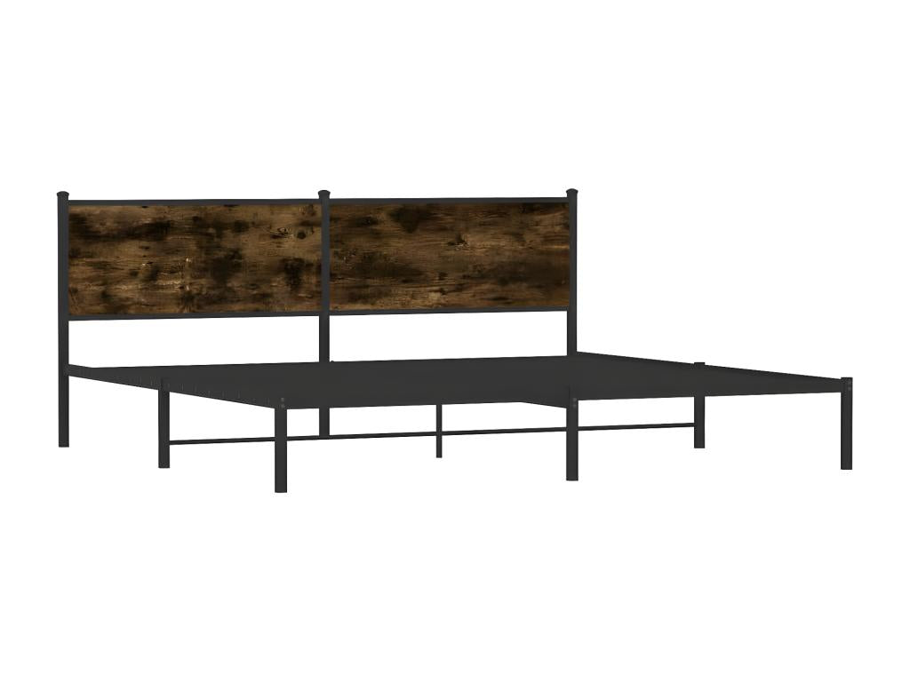 Metal bed frame with smoked oak headboard, 193x203 cm, RFDP27572
