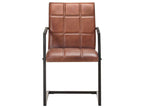 4-Piece Cantilever Dining Chairs, Brown Genuine Leather, GIKE28360