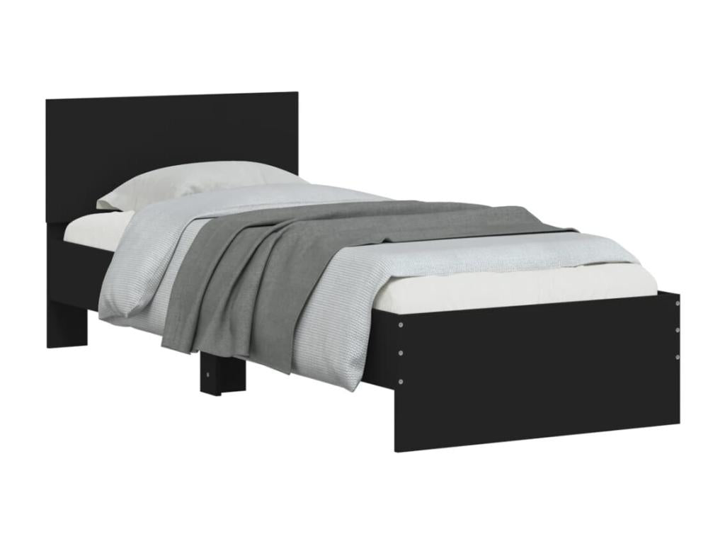 Bed frame with black headboard 90x190 cm engineered wood BGDS01434