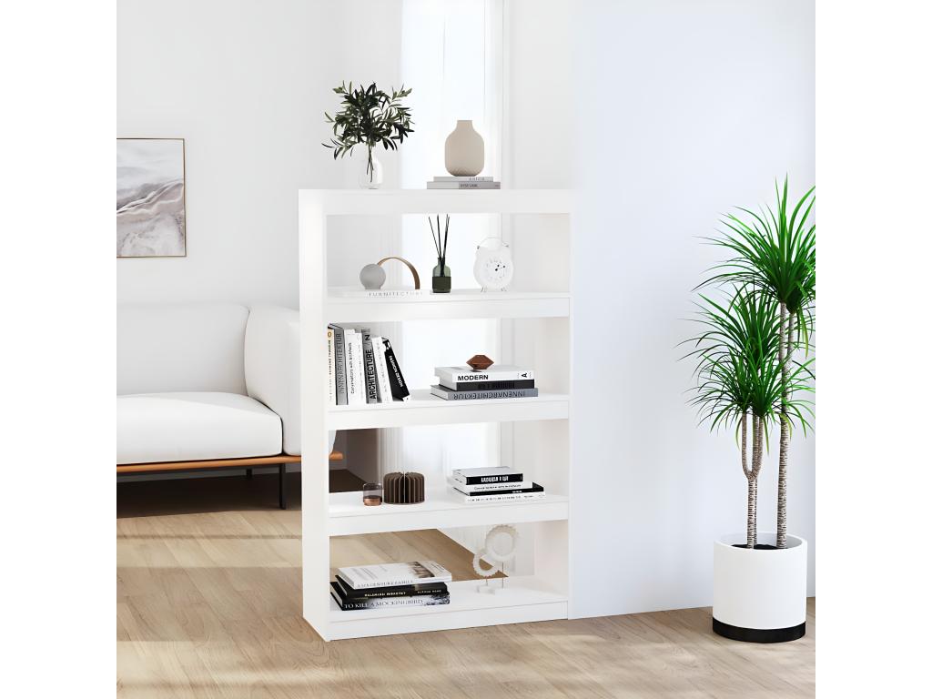 White Bookshelf/Room Divider 80x30x135.5cm Solid Pine YSVU25243