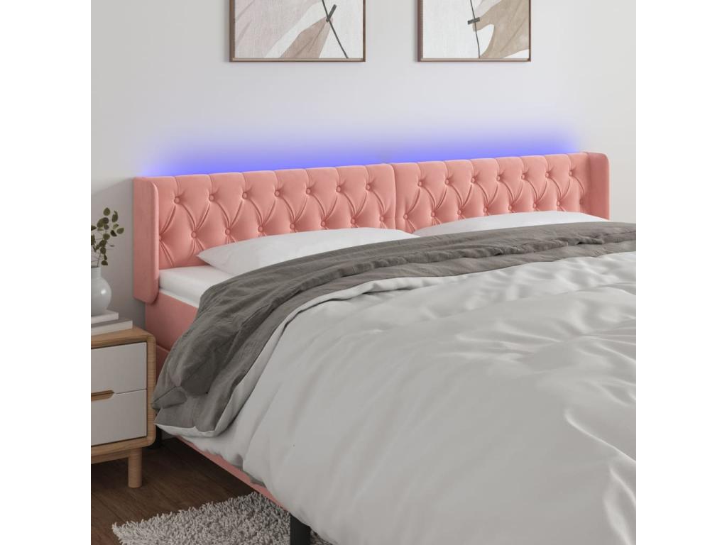 Pink LED Headboard 183x16x78/88 cm Velvet VEYT01866