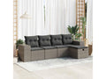 5-piece garden furniture set with grey resin wicker cushions FZWO04629